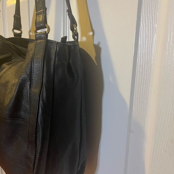 Great American Leather Works Black Leather Shoulder Bag brass tone hardwares - Picture 4 of 11